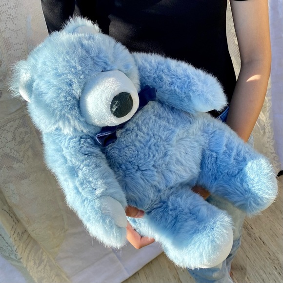 Large Baby Size Big Blue Bear Plushie Stuffed Animal - Picture 4 of 13